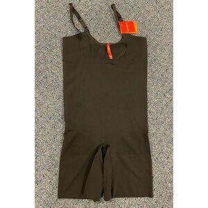 NWT Spanx Sculp Open Bust Mid Thigh Bodysuit Black Large L New